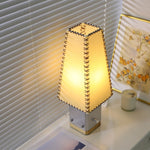 Estela Table Lamp – Tailored Grey & White Shade with Brass Accent