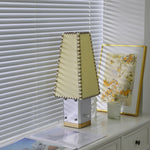 Estela Table Lamp – Tailored Grey & White Shade with Brass Accent