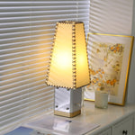 Estela Table Lamp – Tailored Grey & White Shade with Brass Accent