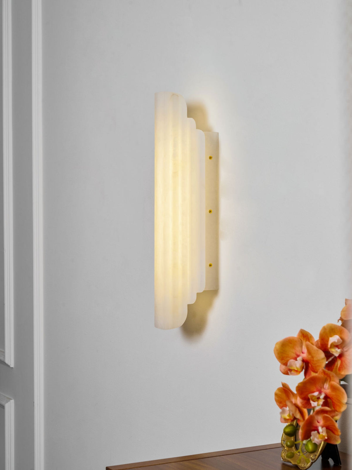 Estelle Wall Sconce in Natural Alabaster — Layered Stone LED Wall Light