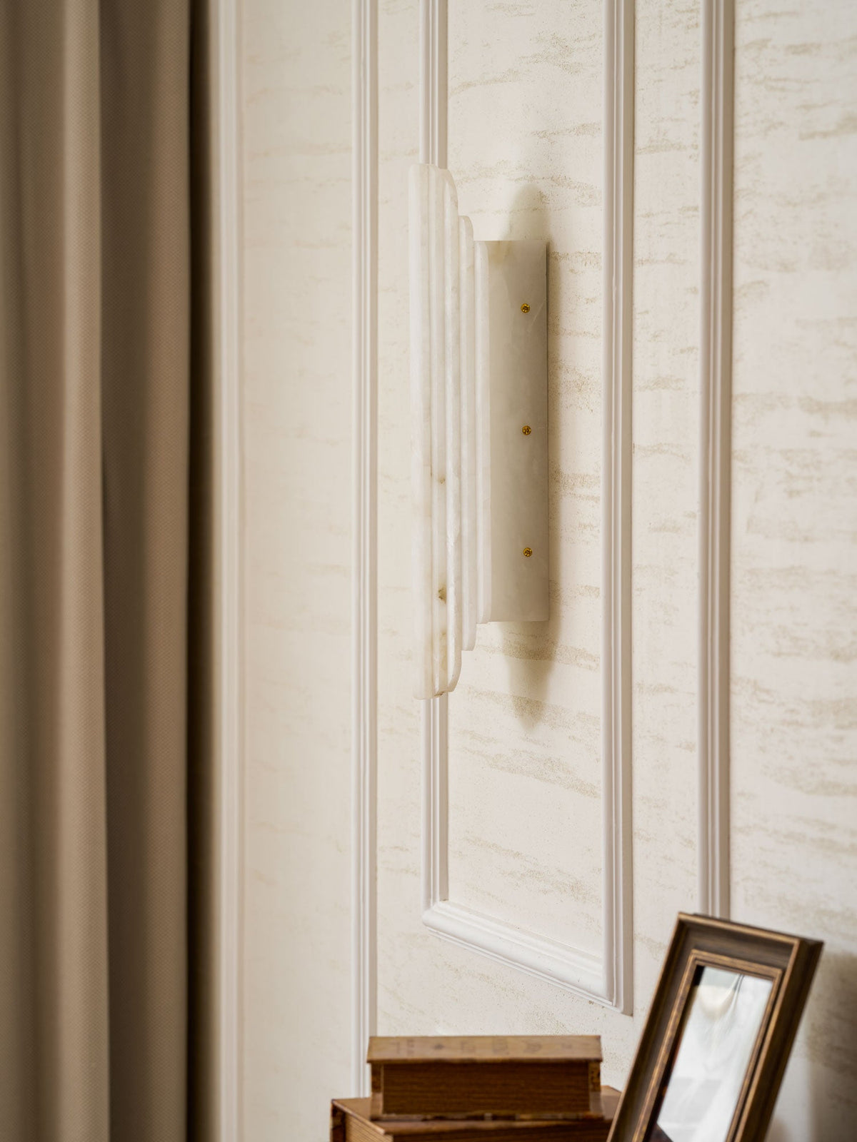 Estelle Wall Sconce in Natural Alabaster — Layered Stone LED Wall Light