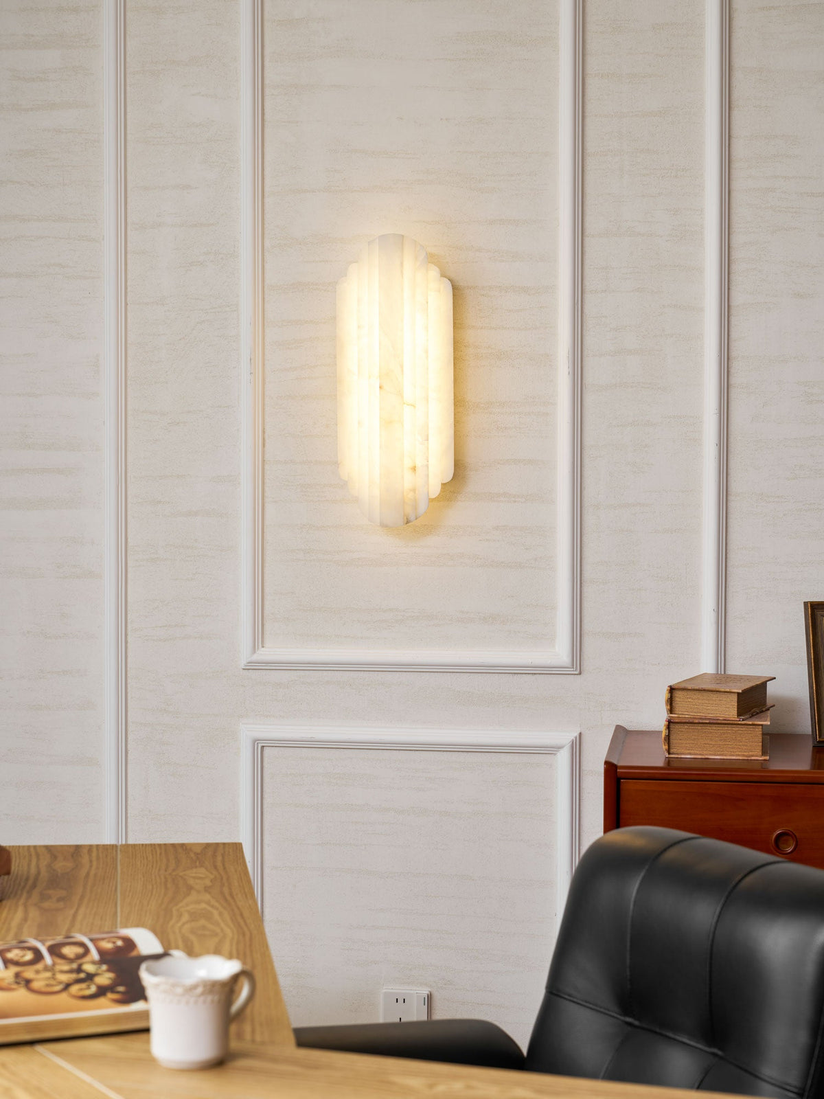 Estelle Wall Sconce in Natural Alabaster — Layered Stone LED Wall Light