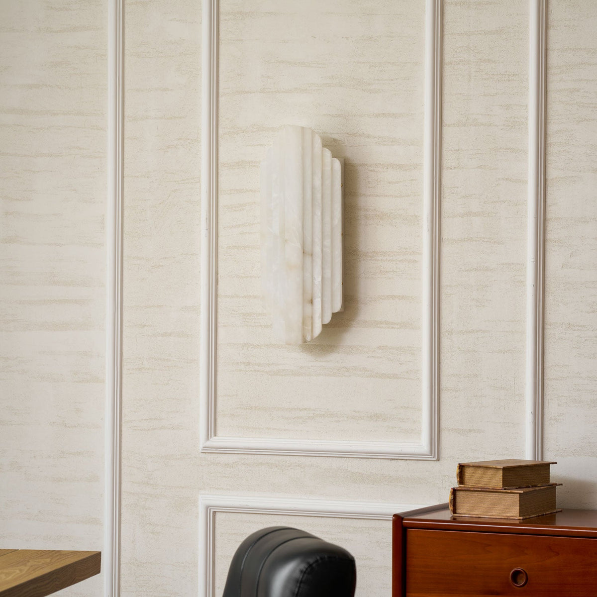 Estelle Wall Sconce in Natural Alabaster — Layered Stone LED Wall Light