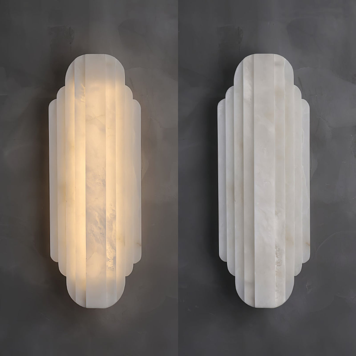Estelle Wall Sconce in Natural Alabaster — Layered Stone LED Wall Light