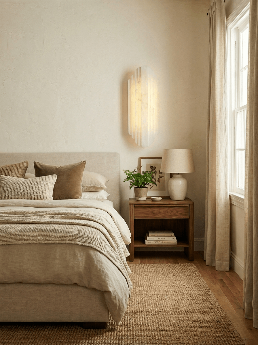 Estelle Wall Sconce in Natural Alabaster — Layered Stone LED Wall Light