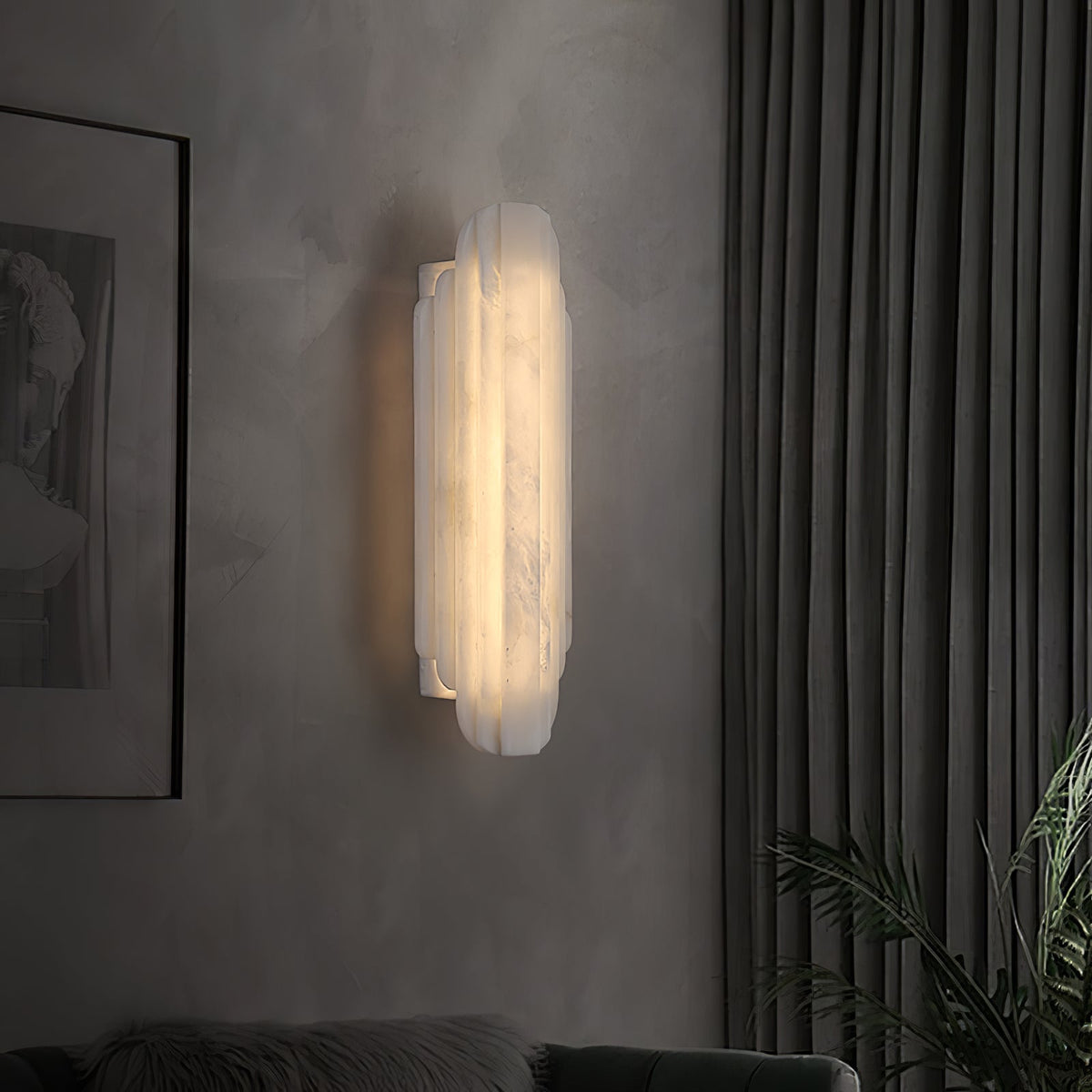 Estelle Wall Sconce in Natural Alabaster — Layered Stone LED Wall Light