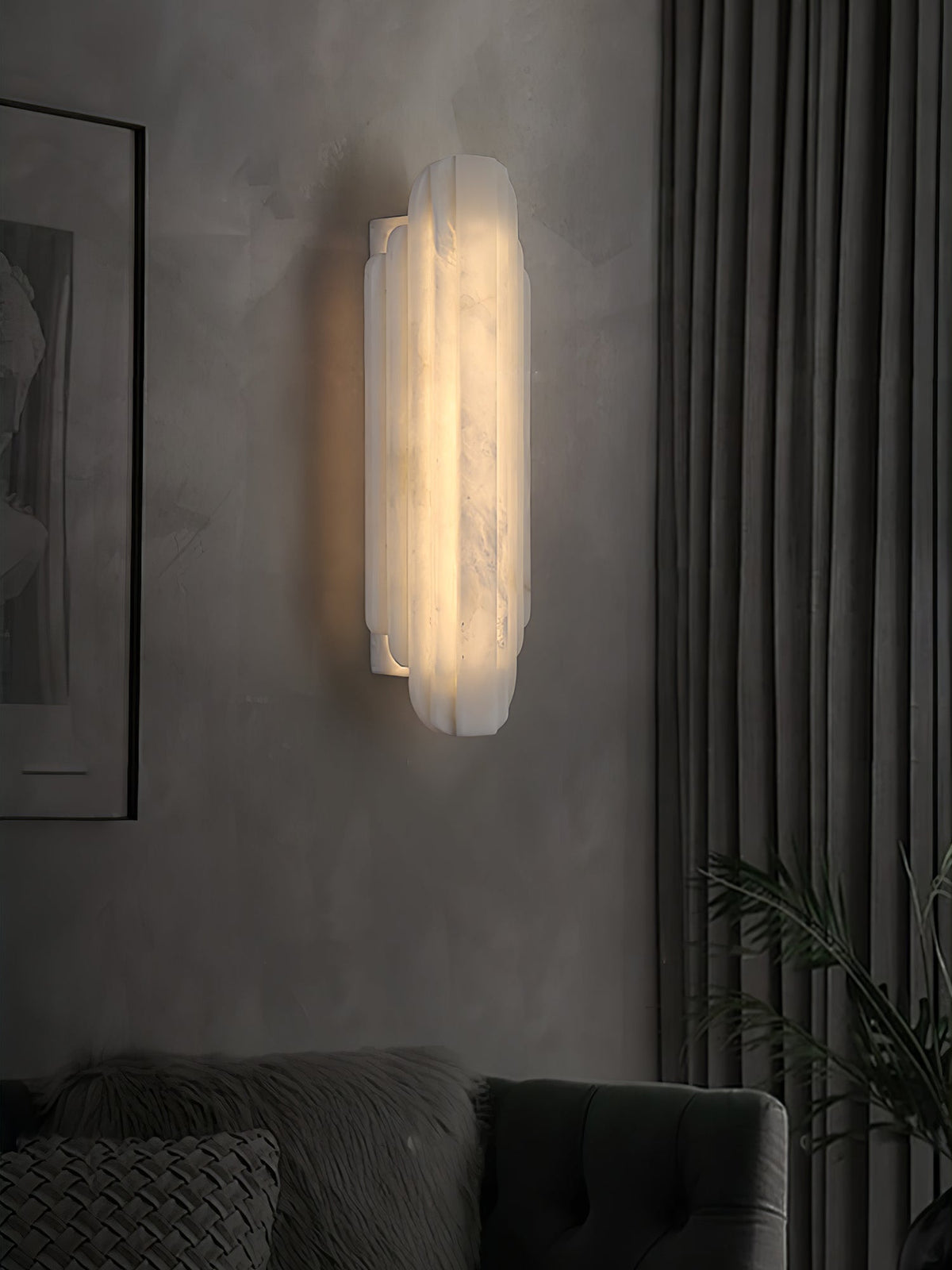 Estelle Wall Sconce in Natural Alabaster — Layered Stone LED Wall Light
