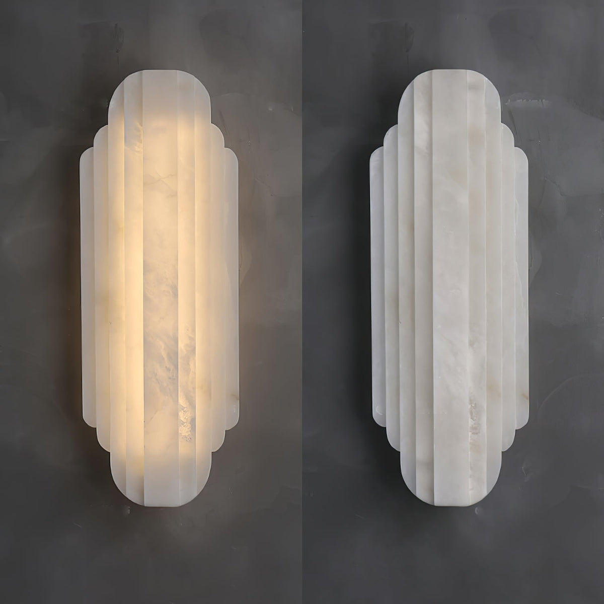 Estelle Wall Sconce in Natural Alabaster — Layered Stone LED Wall Light