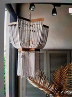 Estrella Two-Tier Star Chandelier with Pearl Beads in Gold Finish