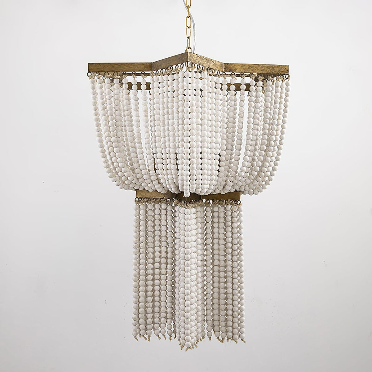 Estrella Two-Tier Star Chandelier with Pearl Beads in Gold Finish
