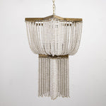 Estrella Two-Tier Star Chandelier with Pearl Beads in Gold Finish
