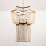 Estrella Two-Tier Star Chandelier with Pearl Beads in Gold Finish
