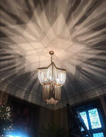 Estrella Two-Tier Star Chandelier with Pearl Beads in Gold Finish