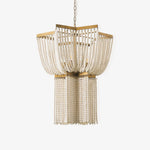 Estrella Two-Tier Star Chandelier with Pearl Beads in Gold Finish