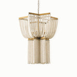 Estrella Two-Tier Star Chandelier with Pearl Beads in Gold Finish