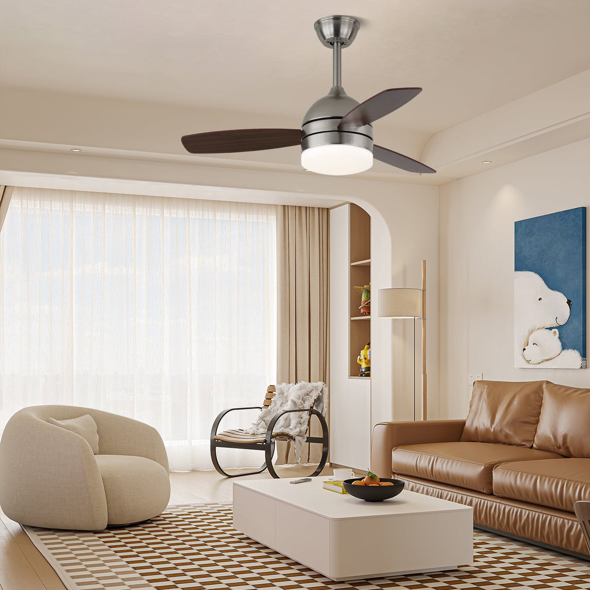 Ethan Ceiling Fan Light with LED and Wood Blades