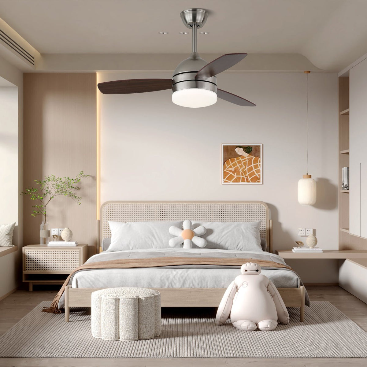 Ethan Ceiling Fan Light with LED and Wood Blades