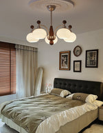 Ethereal Orbit Chandelier – Modern Walnut & Glass Pendant Light