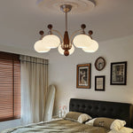 Ethereal Orbit Chandelier – Modern Walnut & Glass Pendant Light