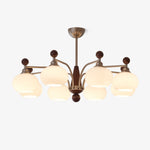 Ethereal Orbit Chandelier – Modern Walnut & Glass Pendant Light
