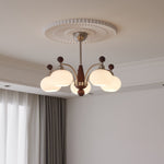 Ethereal Orbit Chandelier – Modern Walnut & Glass Pendant Light
