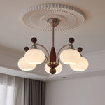 Ethereal Orbit Chandelier – Modern Walnut & Glass Pendant Light