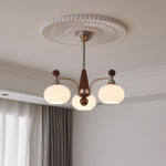 Ethereal Orbit Chandelier – Modern Walnut & Glass Pendant Light