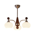 Ethereal Orbit Chandelier – Modern Walnut & Glass Pendant Light
