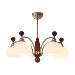 Ethereal Orbit Chandelier – Modern Walnut & Glass Pendant Light