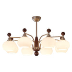Ethereal Orbit Chandelier – Modern Walnut & Glass Pendant Light