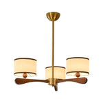 Evander Ray Modern Wood and Brass Chandelier with Glass Shades