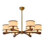 Evander Ray Modern Wood and Brass Chandelier with Glass Shades