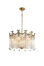 Evangeline Crystal Chandelier – Gold Finish, Cascading Glass, Designer Ceiling Light