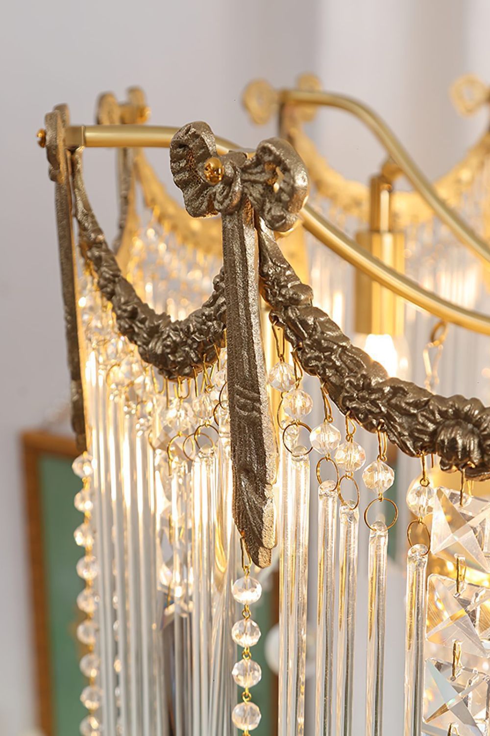 Evangeline Crystal Chandelier – Gold Finish, Cascading Glass, Designer Ceiling Light