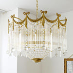 Evangeline Crystal Chandelier – Gold Finish, Cascading Glass, Designer Ceiling Light