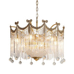 Evangeline Crystal Chandelier – Gold Finish, Cascading Glass, Designer Ceiling Light