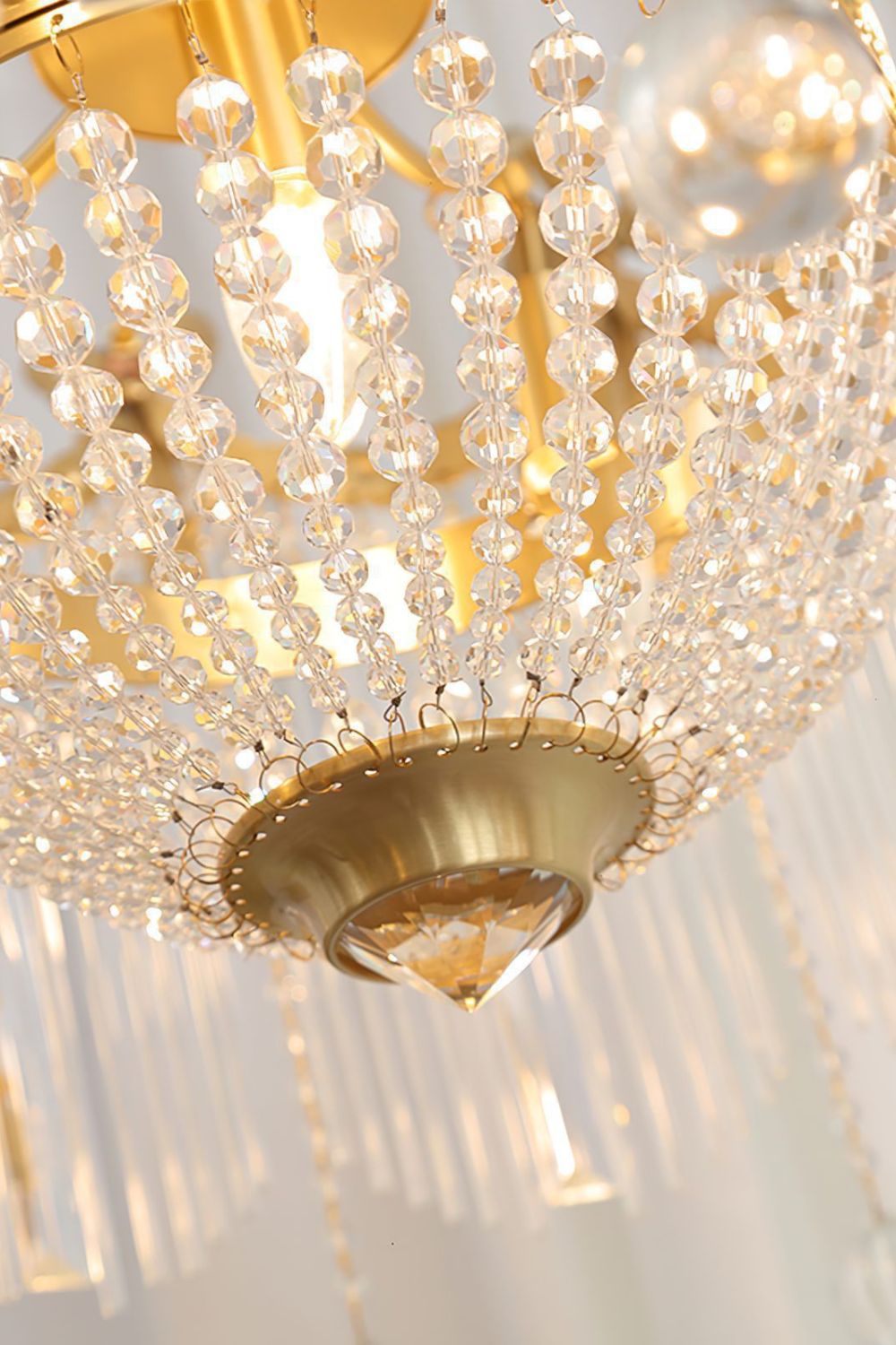 Evangeline Crystal Chandelier – Gold Finish, Cascading Glass, Designer Ceiling Light