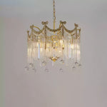 Evangeline Crystal Chandelier – Gold Finish, Cascading Glass, Designer Ceiling Light