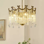 Evangeline Crystal Chandelier – Gold Finish, Cascading Glass, Designer Ceiling Light