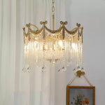 Evangeline Crystal Chandelier – Gold Finish, Cascading Glass, Designer Ceiling Light