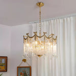 Evangeline Crystal Chandelier – Gold Finish, Cascading Glass, Designer Ceiling Light