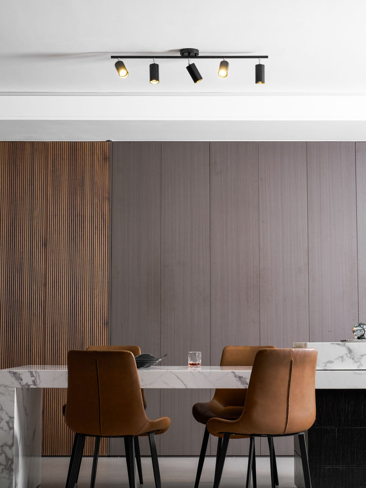 Evanna Modern Ceiling Light with Adjustable Spotlights, Gold Accents