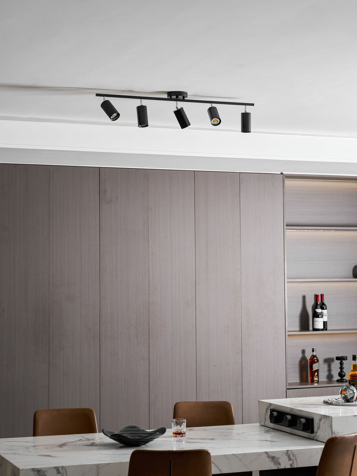 Evanna Modern Ceiling Light with Adjustable Spotlights, Gold Accents