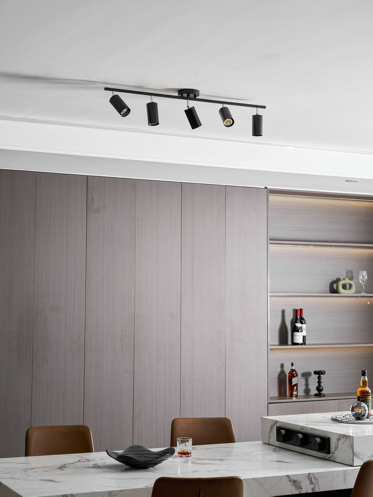 Evanna Modern Ceiling Light with Adjustable Spotlights, Gold Accents