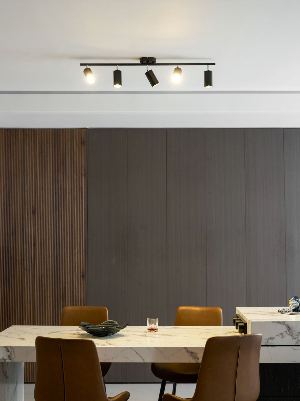 Evanna Modern Ceiling Light with Adjustable Spotlights, Gold Accents