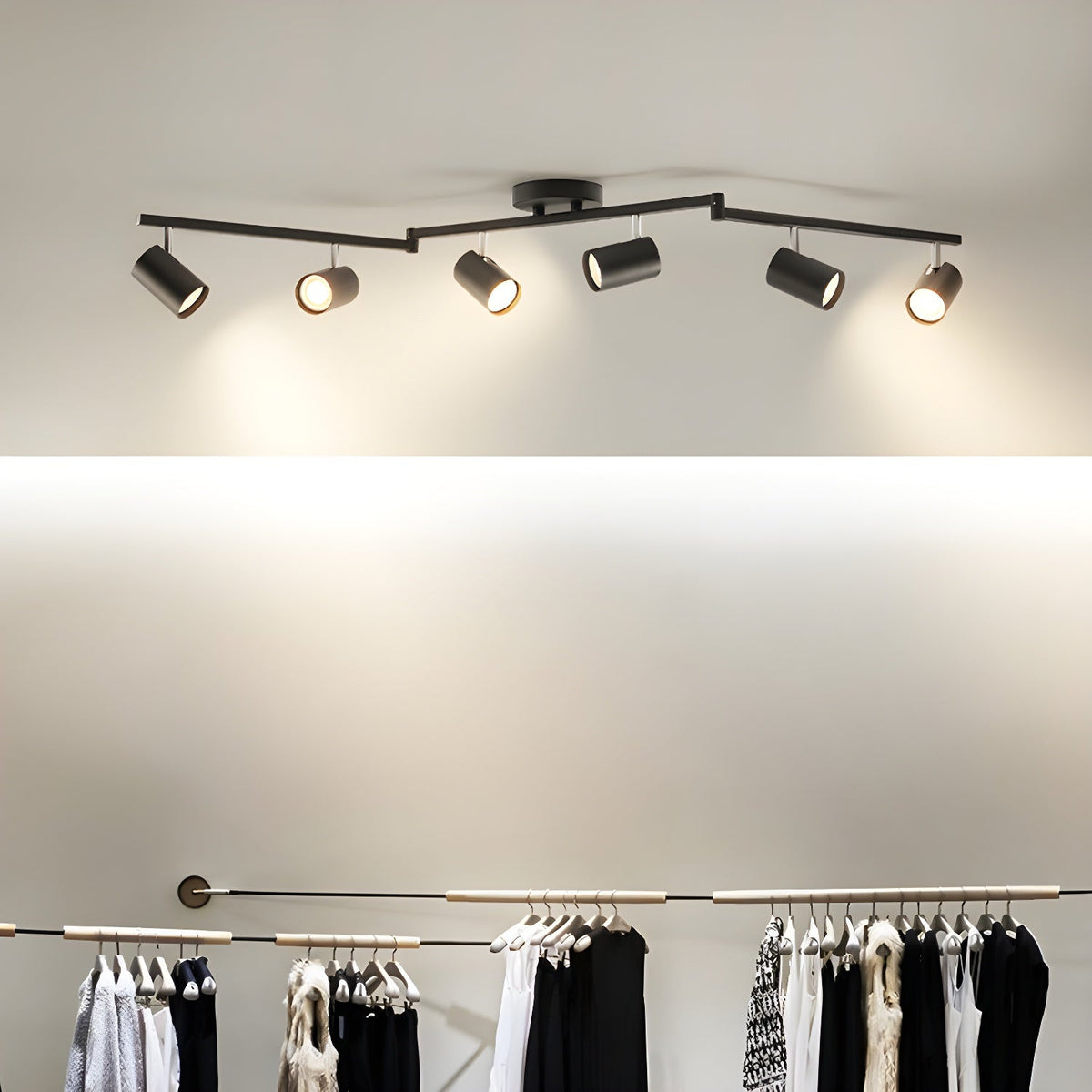 Evanna Modern Ceiling Light with Adjustable Spotlights, Gold Accents