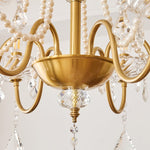 Evaria Crystal Pearl Chandelier – Opalescent Glass & Gold