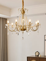 Evaria Crystal Pearl Chandelier – Opalescent Glass & Gold