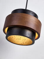 Event Horizon Wall Sconce in Black Travertine and Walnut