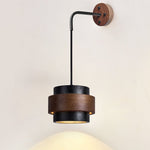 Event Horizon Wall Sconce in Black Travertine and Walnut